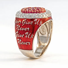 Never Give Up Red Enamel Phoenix Ring