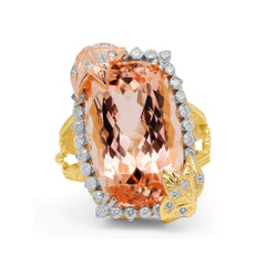 MORGANITE 18K TRI-COLOR GOLD AND DIAMONDS RING