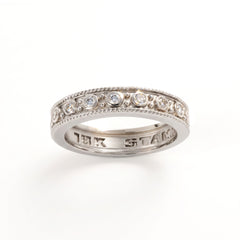 18K White Gold Bezel Set Diamond Stackable Band Ring