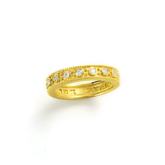 18K GOLD BEZEL-SET DIAMONDS STACKABLE BAND RING