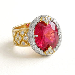 Colors of Passion Rubellite Two Tone Diamond Ring