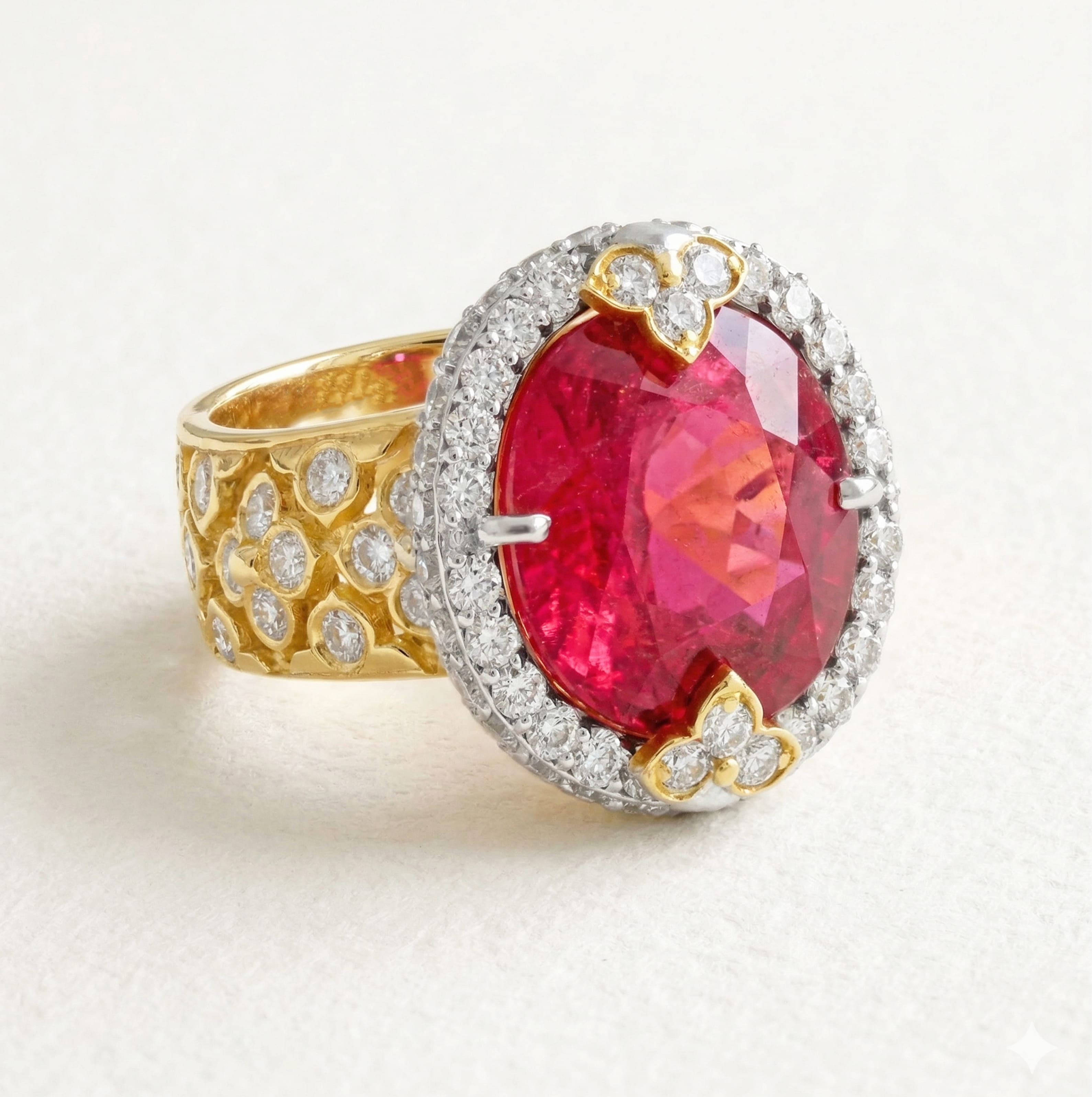 Stambolian Colors of Passion 18K Two-Tone Gold Ring with Rubellite Tourmaline Center