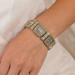 Stambolian Erebuni Aged Silver and 18K Gold Diamond Bracelet Front View