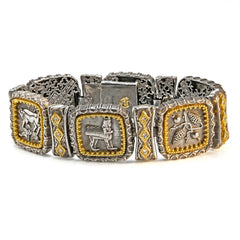 Erebuni Aged Silver Gold Diamond Bracelet