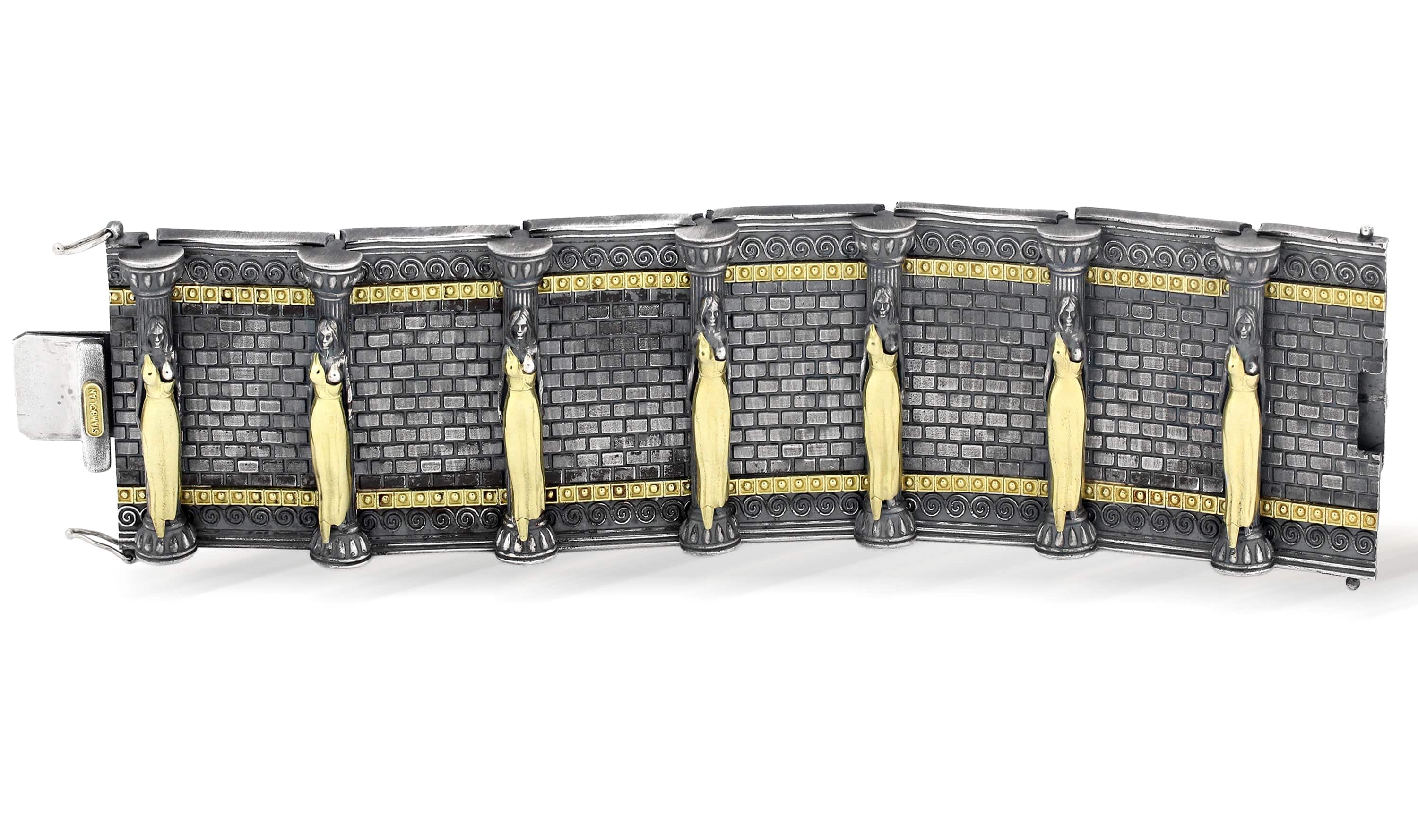 ACROPOLIS AGED SILVER 18K GOLD BRACELET - Stambolian | House of Jewels