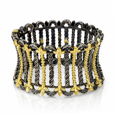 CLEOPATRA AGED SILVER 18K GOLD CUFF BANGLE