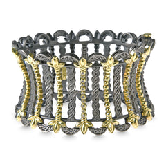 CLEOPATRA AGED SILVER 18K GOLD CUFF BANGLE