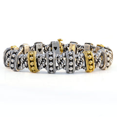 Beginnings Aged Silver and 18K Gold Unisex Link Bracelet