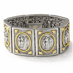 THREE GRACES AGED SILVER 18K GOLD DIAMOND BRACELET