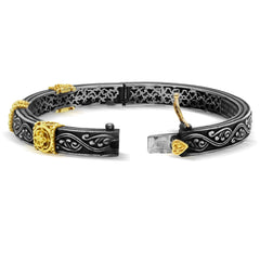 BEGINNINGS AGED SILVER 18K GOLD BANGLE BRACELET