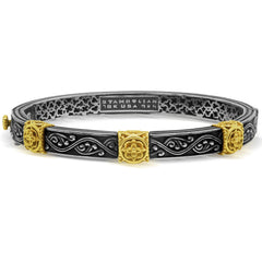 BEGINNINGS AGED SILVER 18K GOLD BANGLE BRACELET