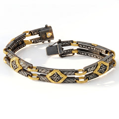 South Beach Aged Silver Gold Unisex Link Bracelet