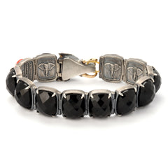 ELEPHANT AGED SILVER 18K GOLD ONYX CORAL UNISEX BRACELET - Stambolian | House of Jewels
