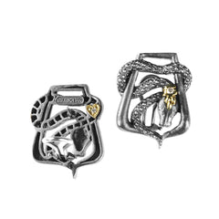 SERPENTINE AGED SILVER 18K GOLD DIAMOND EARRINGS - Stambolian | House of Jewels