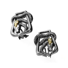 SERPENTINE AGED SILVER 18K GOLD DIAMOND EARRINGS - Stambolian | House of Jewels