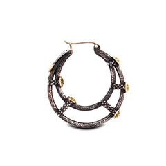 CIRCLE OF LIFE AGED SILVER 18K GOLD INSIDE OUT HOOP EARRINGS