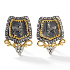 Erebuni Aged Silver Gold Diamond Earrings