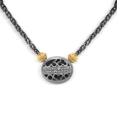 SLEEPING BEAUTY TURQUOISE AGED SILVER 18K GOLD PENDANT NECKLACE