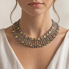 CLEOPATRA AGED SILVER 18K GOLD CHOKER NECKLACE