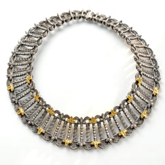 Cleopatra Aged Silver Gold Choker Necklace