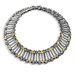 CLEOPATRA AGED SILVER 18K GOLD CHOKER NECKLACE