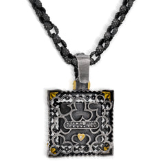 ORGANZA AGED SILVER 18K GOLD AND DIAMOND PENDANT NECKLACE