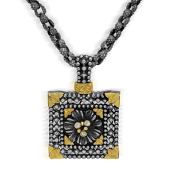 ORGANZA AGED SILVER 18K GOLD AND DIAMOND PENDANT NECKLACE