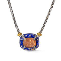 Man on the Moon Peach Moonstone Pendant