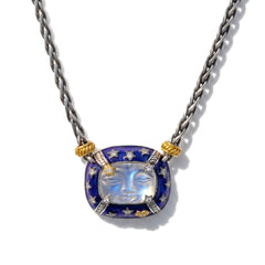 Man on the Moon Rainbow Moonstone Pendant