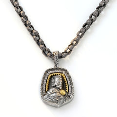 Great Vartan Aged Silver Gold Diamond Pendant