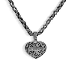AGED SILVER 18K GOLD HEART ENHANCER PENDANT NECKLACE
