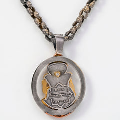 Ganesh Aged Silver Gold Diamond Pendant Necklace