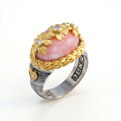 Beginnings Pink Opal Floral Diamond Ring