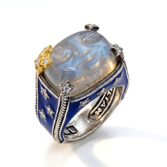 Man on the Moon Grey Moonstone Diamond Ring