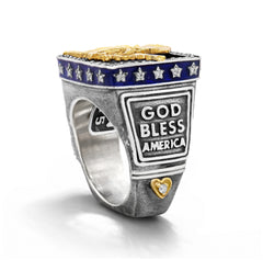 GOD BLESS AMERICA BALD EAGLE MENS RING