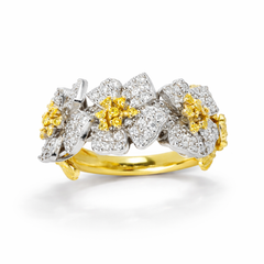 ENCHANTED GARDEN THREE FLOWER CANARY YELLOW DIAMONDS RING
